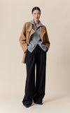 High Neck Side Button Wool Coat