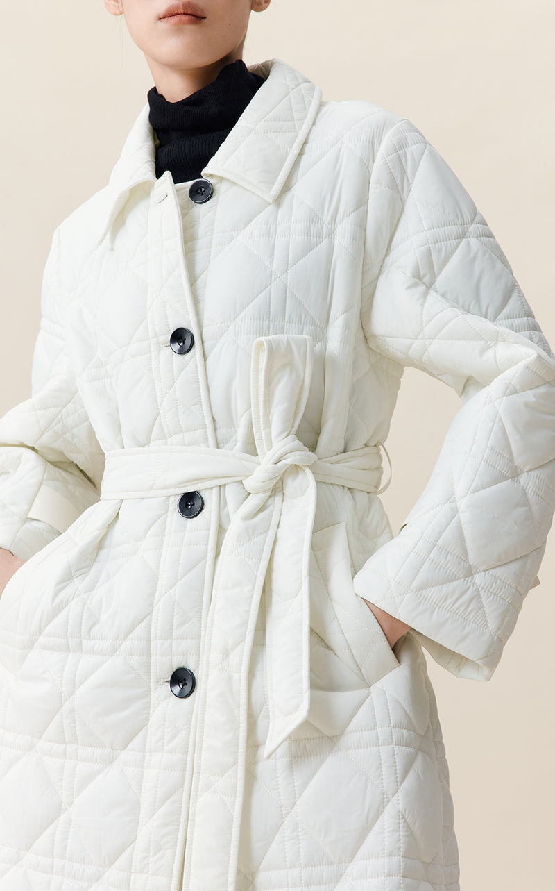 Belt Quilted long Coats