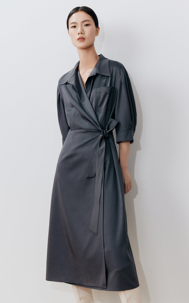 Side Pocket Wrap Dress
