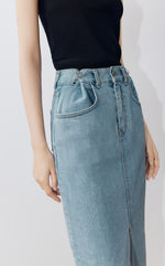 Front Split Denim Skirt