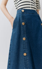 Gold Button Denim Skirt