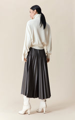 Vegan Leather Pleat Skirt