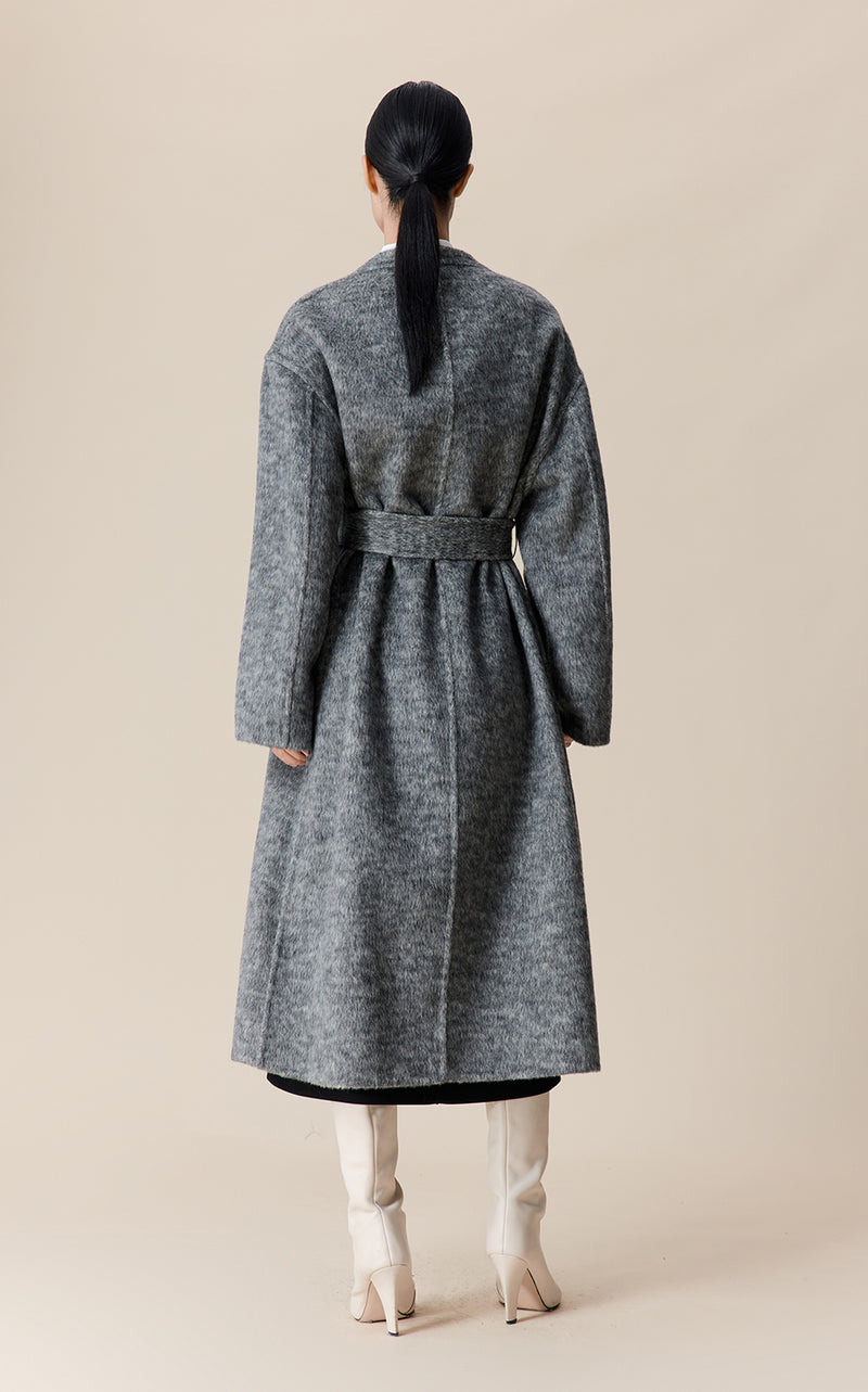 Belted Single Button Wool Coat